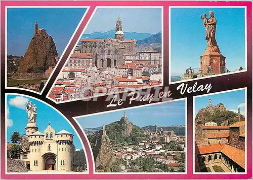 Cartes postales moderne Le Puy en Velay (Haute Loire) Alt 630 m Facade de la cathedrale XIIe et XVe Statue de N D de Fra