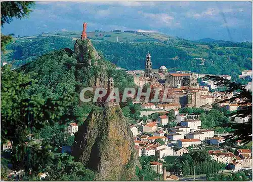 Cartes postales moderne Le Puy en Velay (Haute Loire) Alt 630 m Vue generale sur le rocher d'Aiguilhe N D de France et l