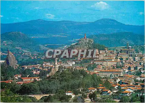 Cartes postales moderne Le Puy en Velay (Haute Loire) Alt 630 m Vue generale a droite le Rocher d'Aiguilhe surmonte de l