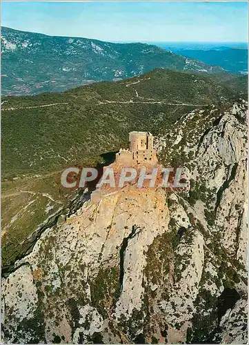 Moderne Karte Queribus (Aude) Dans les Corbieres ce chateau servit de refuge a l'eveque cathare Benoit de Term