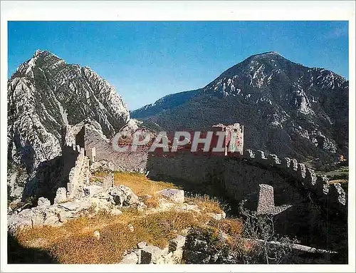 Moderne Karte Pays Cathare Chateau de Puylaurens La Cour de la premiere enceinte