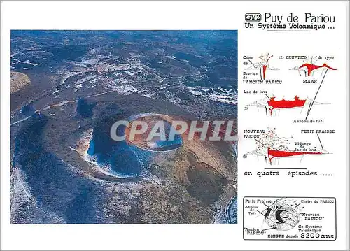 Cartes postales moderne Volcanisme en Auvergne Le Puy de Pariou Le systeme volcanique du Puy s'est edifie en quatre epis