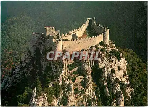 Moderne Karte Puylaurens (Aude) Au sommet d'un piton rocheux