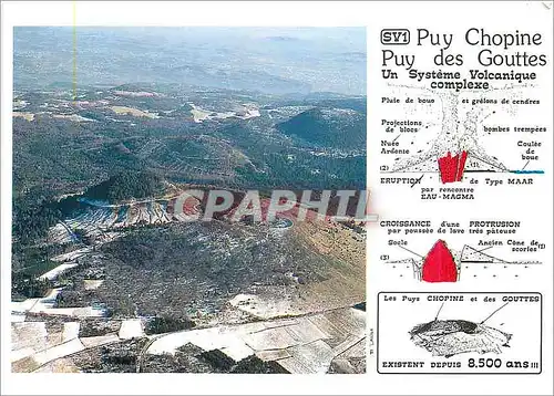 Cartes postales moderne Volcanismes en Auvergne le systeme volcanique Puy Chpine (1180 m) Puy des Gouttes (1134 m)