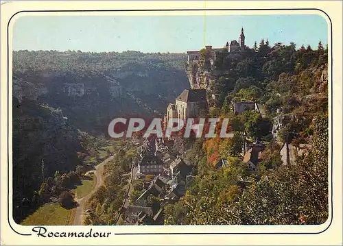 Cartes postales moderne Rocamadour (Lot) 2e site de France Vue generale panoramique prise de la route du Chateau