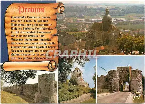 Cartes postales moderne Provins (Sene Marne) L'Eglise Saint Quiriace (XIIIe et XVIIe s) les remparts (XIIe s) au premier