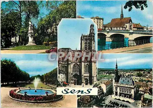 Cartes postales moderne Sens Le Square Eglise Saint Maurice la Cathedrale La Promenade l'Hotel de Ville