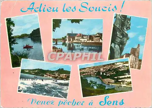 Moderne Karte Les Merveilles de l'Yonne Sens (Yonne) Plaisir de la Peche les Rives de l'Yonne