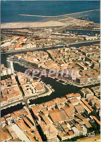 Cartes postales moderne Sete (Herault) Vue du ciel le port les canaux
