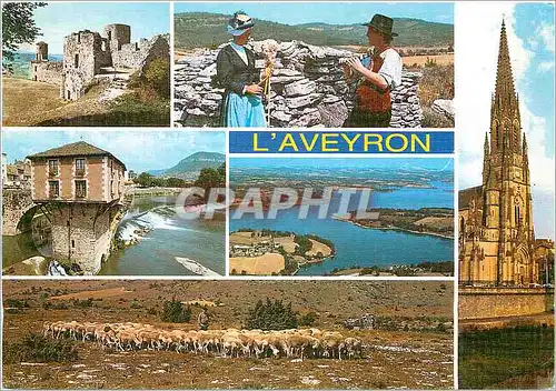 Moderne Karte An Parcourant l'Aveyron Severac le chateau Folklore Rouegat