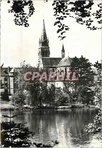 Moderne Karte Abbaye de la Grande Trappe Soligny la Trappe (Orne) Chevet de l'Eglise vu de l'etang