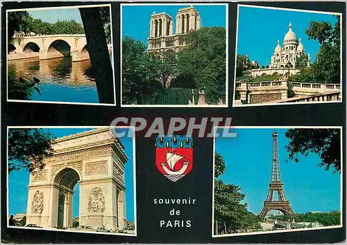 Cartes postales moderne Paris le Pont Marie Notre Dame le Sacre Coeur l'Arc de Triomphe La Tour Eiffel