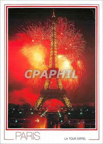 Cartes postales moderne Paris Feu d'artifice a la tour Eiffel