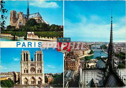 Cartes postales moderne Paris N D sur le petit bras de la seine et la place du parvis la fleche de viollet le Duc