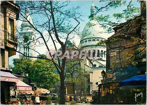 Moderne Karte Paris La Basilique du Sacre Coeur et la Place du Tertre