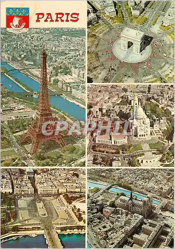 Cartes postales moderne En survolant Paris a gauche la tour eiffel (1887 1889)