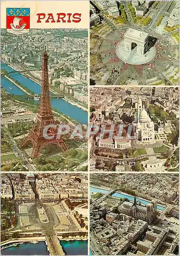 Moderne Karte En survolant Paris a gauche la tour eiffel (1887 1889)
