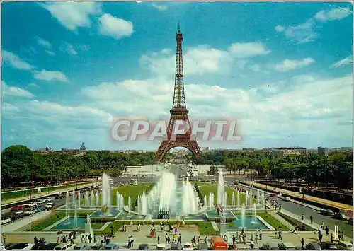 Moderne Karte Paris Fontaines du Palais de Champs La Tour Eiffel