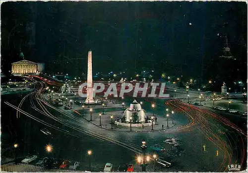 Cartes postales moderne Paris Place de la Concorde illuminee