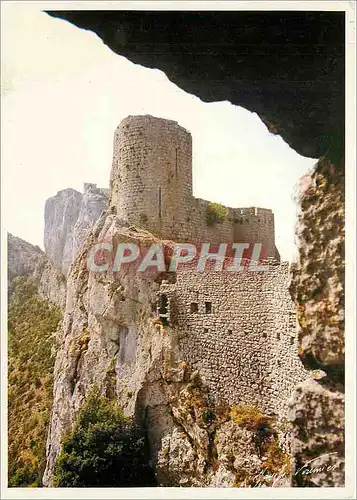 Cartes postales moderne Pays Cathare Chateau de Peyrepertuse les remparts au bord de la falaise