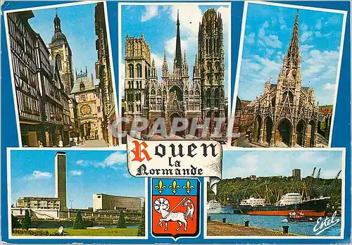 Cartes postales moderne Normandie Rouen Le Gros Horloge la Cahtedrale l'eglise Saint Maclou