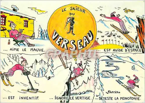 Cartes postales moderne Le Skieur du Verseau Signes du Zodiaque le Verseau Ski