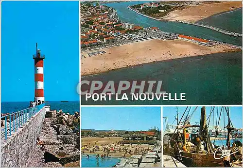 Moderne Karte Port la Nouvelle La jetee Vue generale La plage Le port de peche