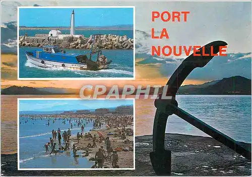 Cartes postales moderne Port la Nouvelle Le retour du chalutier et la plage Bateau
