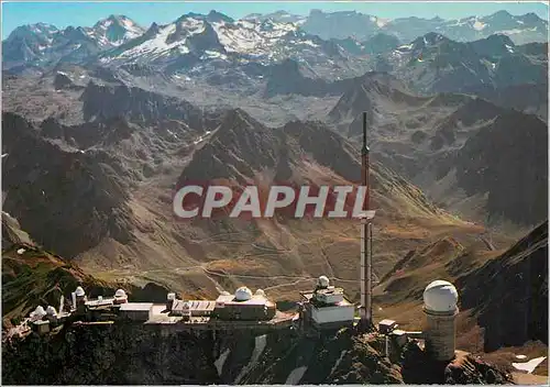 Moderne Karte L'Observatoire du Pic du Midi de Bigorre Vue sur la chaine des Pyrenees le massif du Neouvielle