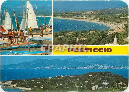 Cartes postales moderne Panorama de la Corse Porticcio Les joies du bateau La plage Vue generale