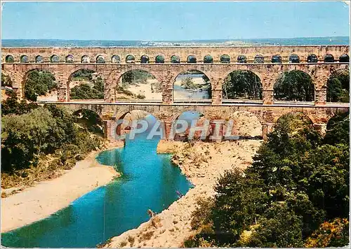 Moderne Karte Le Pont du Gard Aqueduc romain avant l'ere chretienne sur l'ordre d'Agrippa