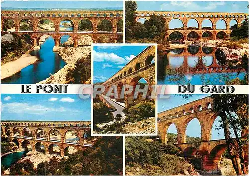 Moderne Karte Le Pont du Gard Aqueduc romain construit avant l'ere chretienne sur l'ordre d'Agrippa