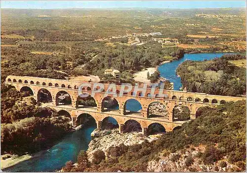 Moderne Karte Le Pont du Gard Aqueduc romain construit avant l'ere chretienne sur l'ordre d'Agrippa