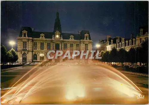 Moderne Karte Poitiers Vienne La Place du Marechal Leclerc et l'Hotel de Ville vus de nuit