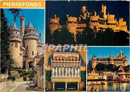 Cartes postales moderne Pierrefonds Oise L'entree du Chateau Le Chateau illuminee