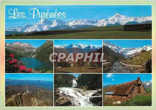 Cartes postales moderne Chaine des Pyrenees Pic du Midi et Pic fu Montegu Lac d'Oredon Village typique Gavarnie