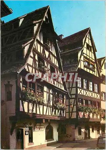 Moderne Karte Strasbourg Alsace Quartier du Bain aux Plantes vieilles maisons a colombages