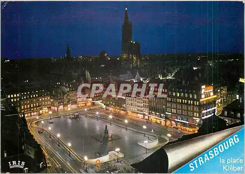 Cartes postales moderne Strasbourg La Nuit La place Kleber et la Cathedrale