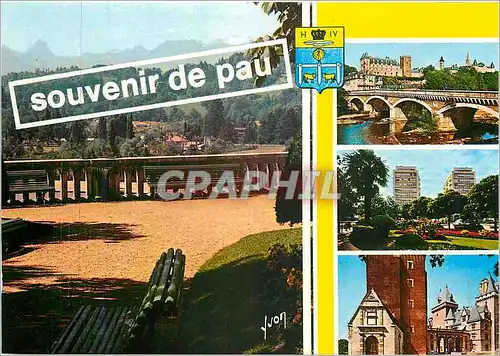 Moderne Karte Pau Pyrenees Atlantiques Capitale du Bearn Plage Georges Clemenceau Le Chateau entree est