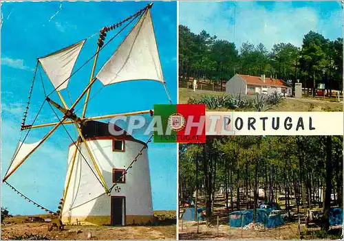 Moderne Karte Nazare Portugal Moulin a vent et parcs de camping