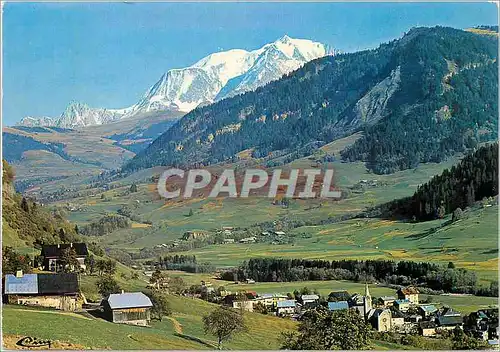 Cartes postales moderne Praz sur Arly Hte Sav Vue d'ensemble et le Mont Blanc
