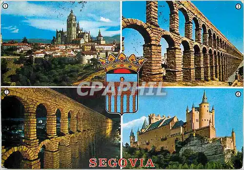 Moderne Karte Segovia Catedral y Murallas Aqueducto romano iluminado