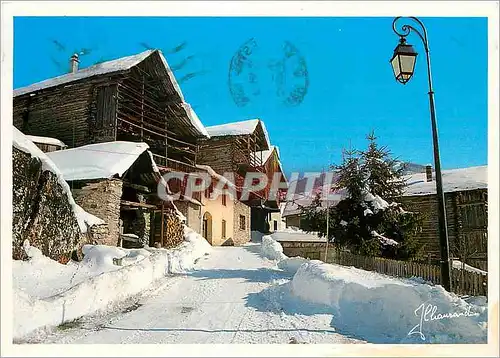 Moderne Karte Parc Naturel Regional du Queyras Molines Une rue du Village sous la neige