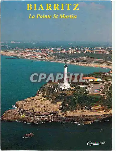 Moderne Karte Biarritz Le Phare dans le fond Anglet le VVF et la plage d ela chambre d'Amour