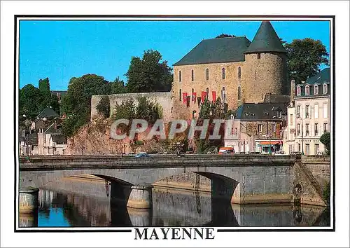 Moderne Karte Mayenne Le pont Neuf sur la Mayenne et le Chateau