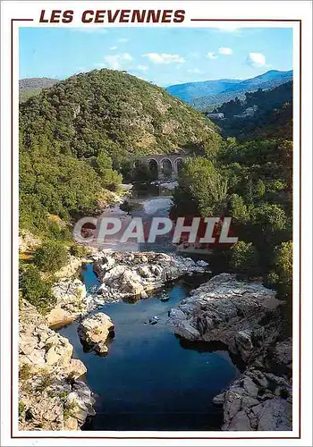 Moderne Karte Les Cevennes Le Gardon et le viaduc de Mescladous Gard