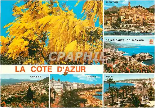 Moderne Karte La Cote d'Azur Menton Principaute de Monaco Grasse Cannes Nice