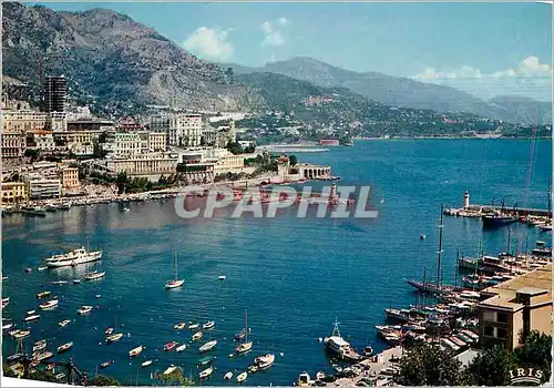 Moderne Karte Principaute de Monaco Vue sur le Port Monte Carlo et le Casino