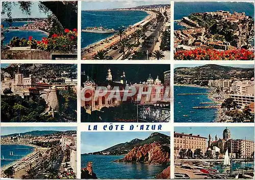 Cartes postales moderne La Cote d'Azur Menton Promenade des Anglais Nice Rocher de Monaco