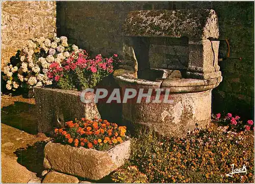 Moderne Karte Couleurs de Bretagne Vieux puits fleurie